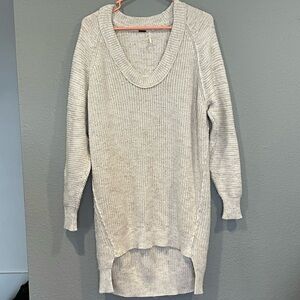 Free People Cream Crew Neck Sweater with Textured Knit